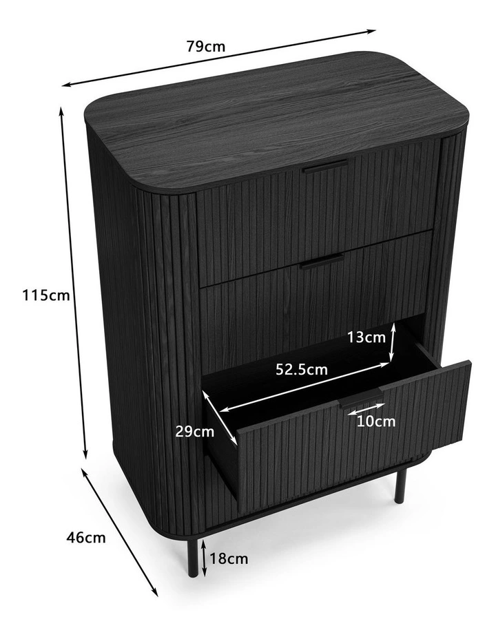 Kayla Tallboy Dresser Chest 4 Drawers Black image 7