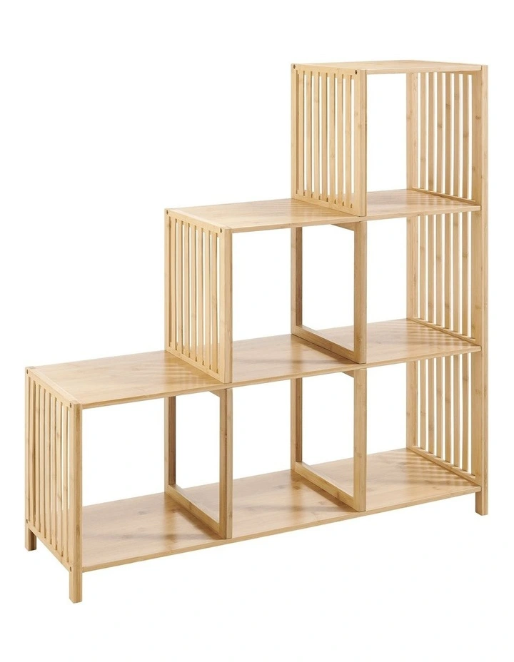 Nicolette Open Shelf Bookshelf Display Unit 3 Step Bamboo image 1