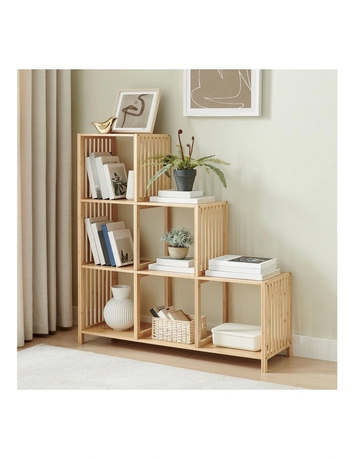 Nicolette Open Shelf Bookshelf Display Unit 3 Step Bamboo image 3