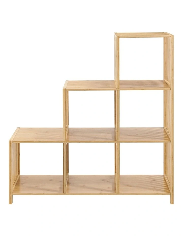 Nicolette Open Shelf Bookshelf Display Unit 3 Step Bamboo image 4