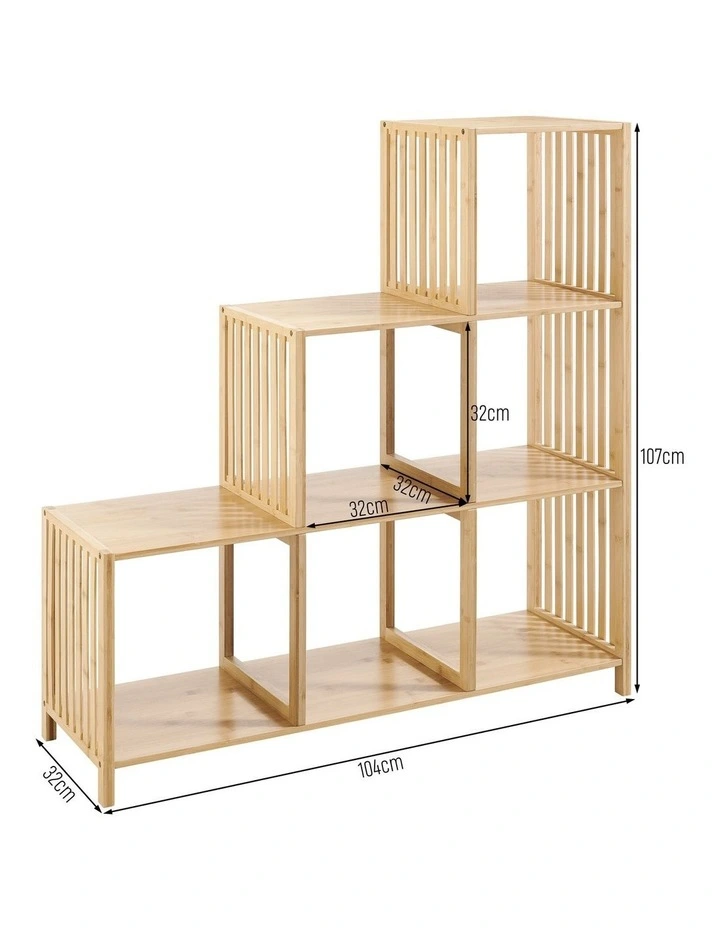 Nicolette Open Shelf Bookshelf Display Unit 3 Step Bamboo image 7