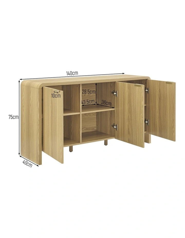 Jhoanna Buffet Sideboard Cabinet 3 Doors Oak image 7