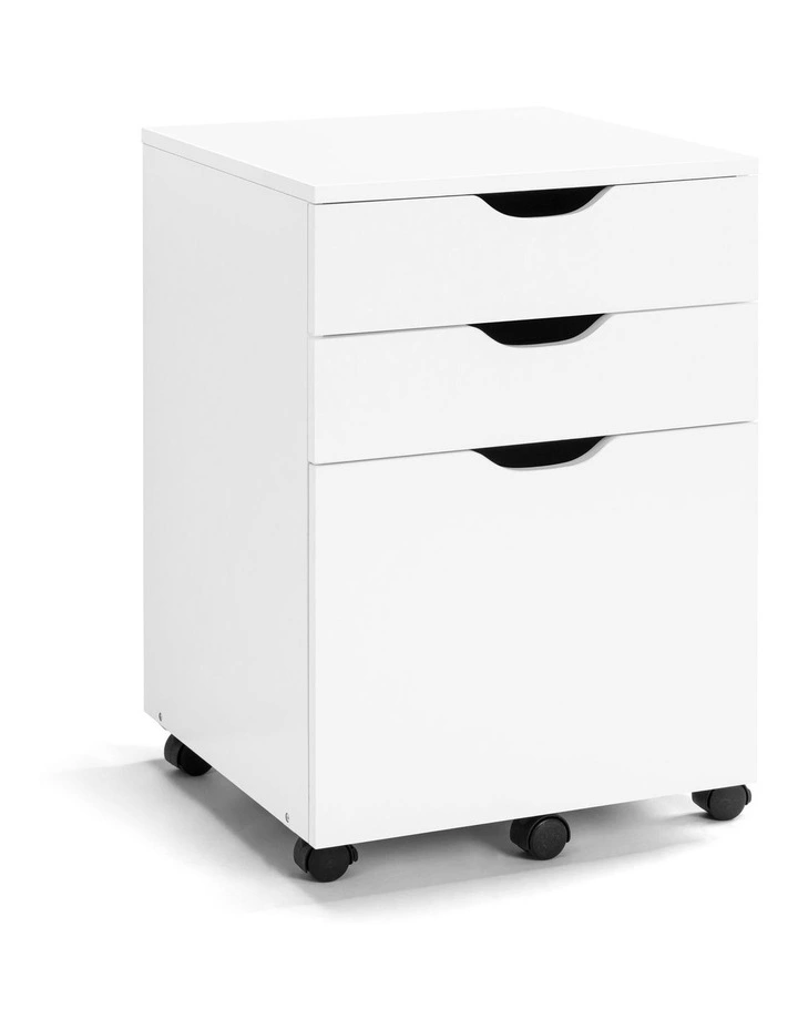 Belle Filing Cabinet Storage 3 Drawers Home Office Mobile Pedestal White image 1