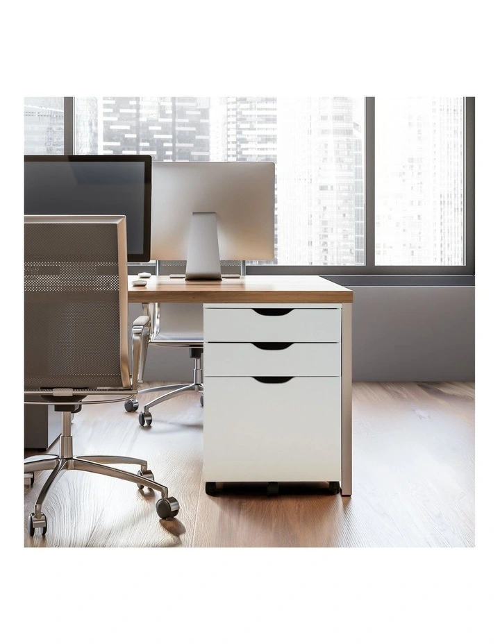Belle Filing Cabinet Storage 3 Drawers Home Office Mobile Pedestal White image 2