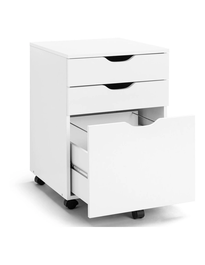 Belle Filing Cabinet Storage 3 Drawers Home Office Mobile Pedestal White image 3