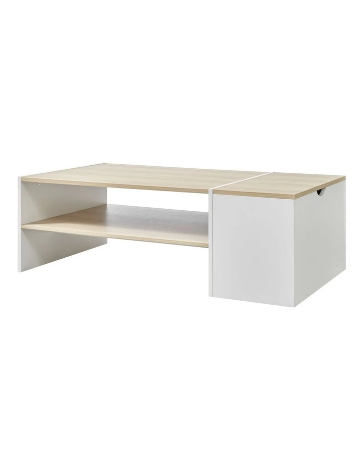 Klea Coffee Table with Storage Oak and White image 1