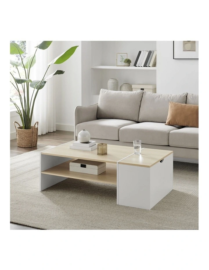 Klea Coffee Table with Storage Oak and White image 2