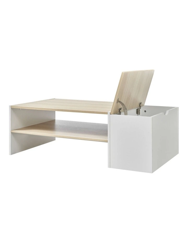 Klea Coffee Table with Storage Oak and White image 5