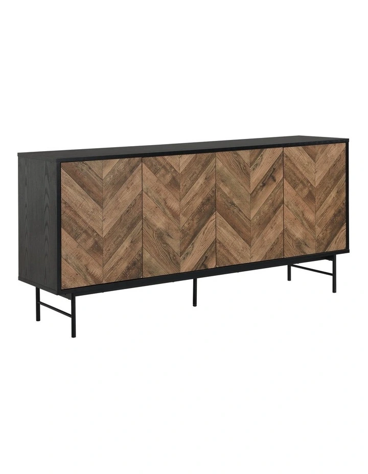 Verona Buffet Sideboard Industrial Storage Cupboard 4 Doors Black image 1