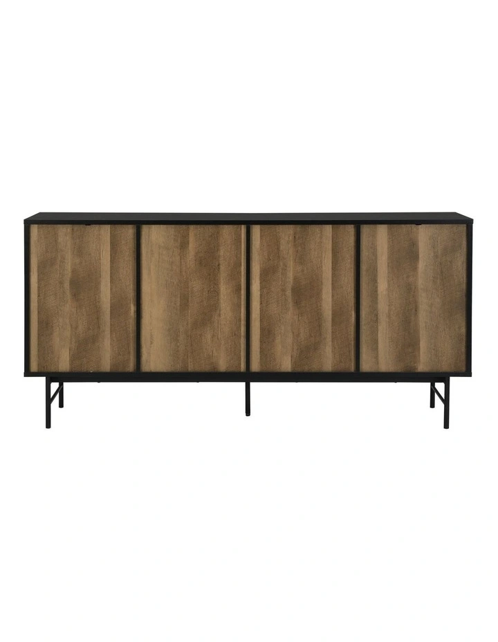 Verona Buffet Sideboard Industrial Storage Cupboard 4 Doors Black image 4
