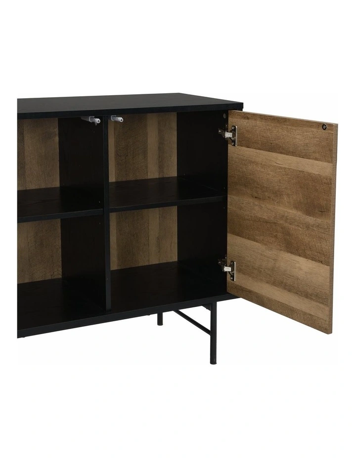 Verona Buffet Sideboard Industrial Storage Cupboard 4 Doors Black image 5