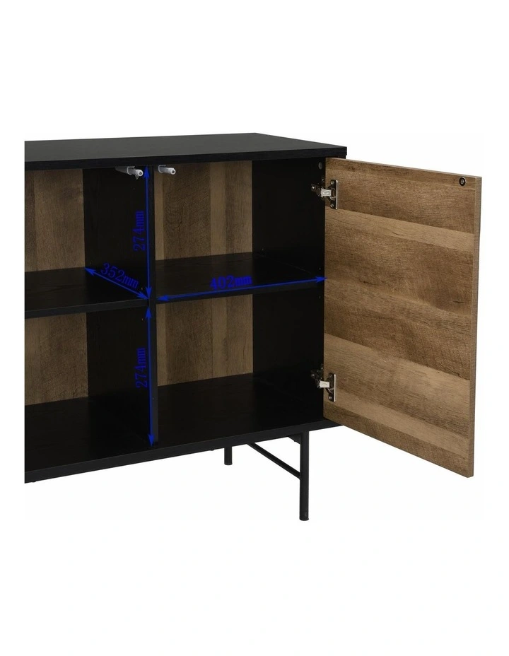 Verona Buffet Sideboard Industrial Storage Cupboard 4 Doors Black image 6