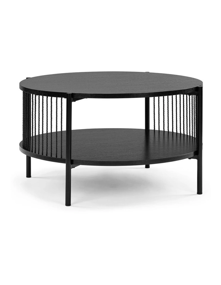 Avayah Round Coffee Table with Shelf 74W X 41H Black image 1