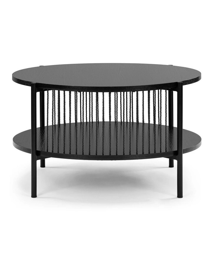 Avayah Round Coffee Table with Shelf 74W X 41H Black image 3