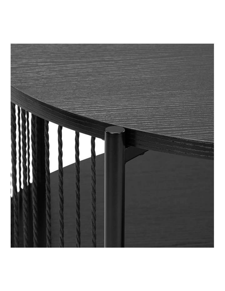 Avayah Round Coffee Table with Shelf 74W X 41H Black image 5