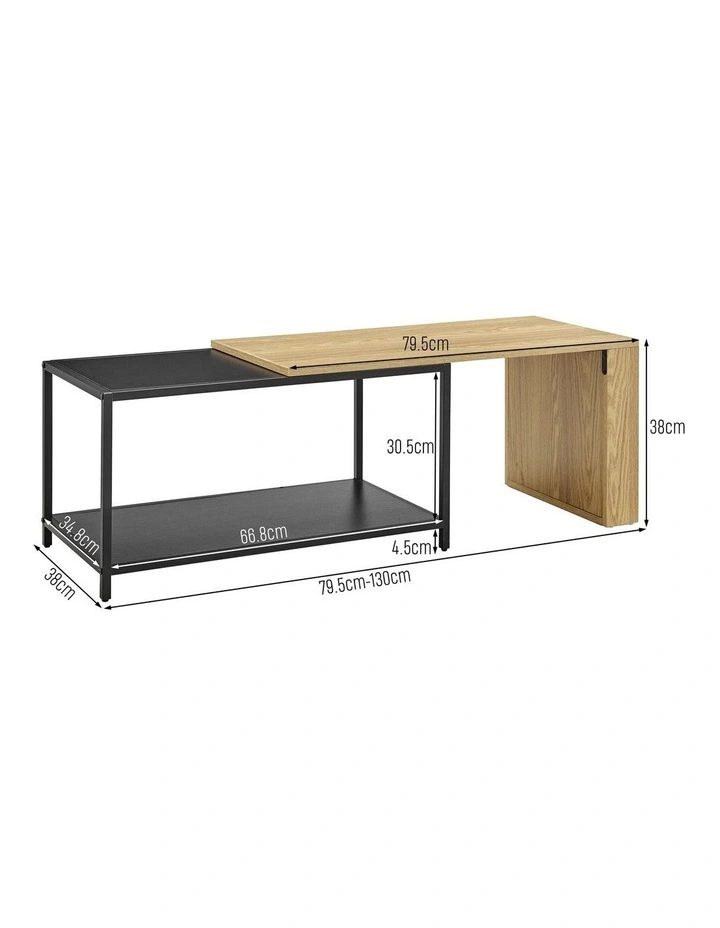 Sabina Coffee Table Extendable Oak and Black image 6