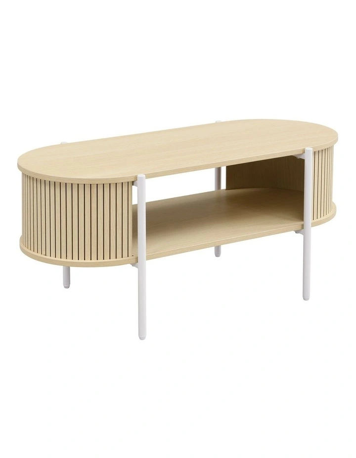 Mia Coffee Table Oval Light Oak and White image 1
