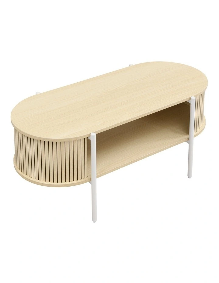 Mia Coffee Table Oval Light Oak and White image 3