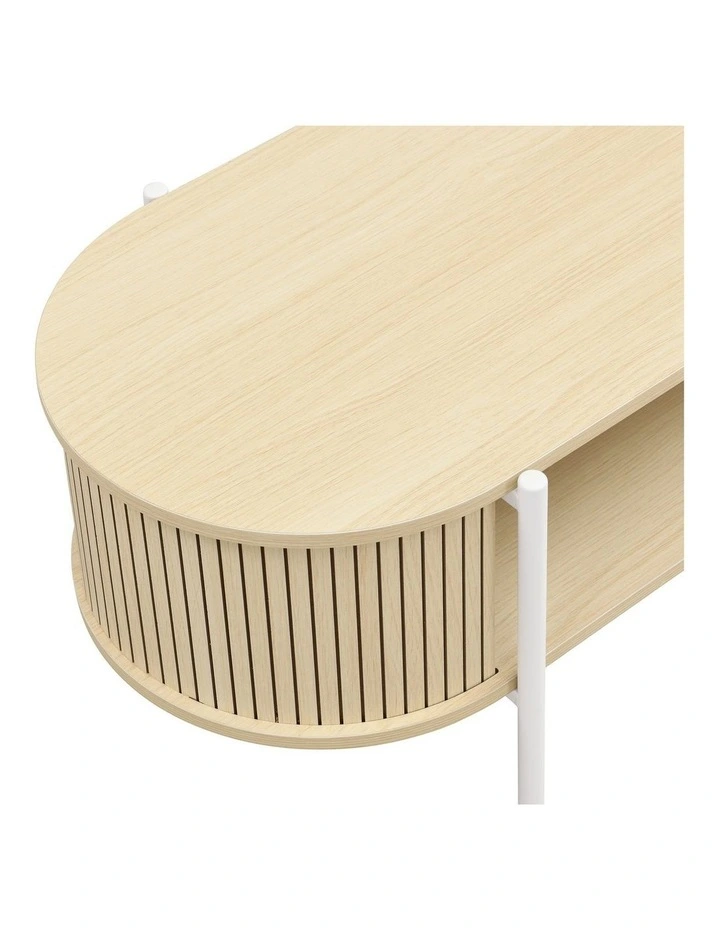 Mia Coffee Table Oval Light Oak and White image 5