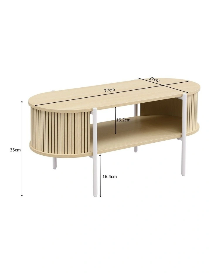 Mia Coffee Table Oval Light Oak and White image 7