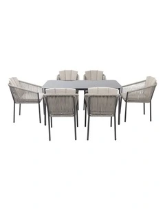 Laura Outdoor Dining Set 7 Piece Light Grey and Dark Grey