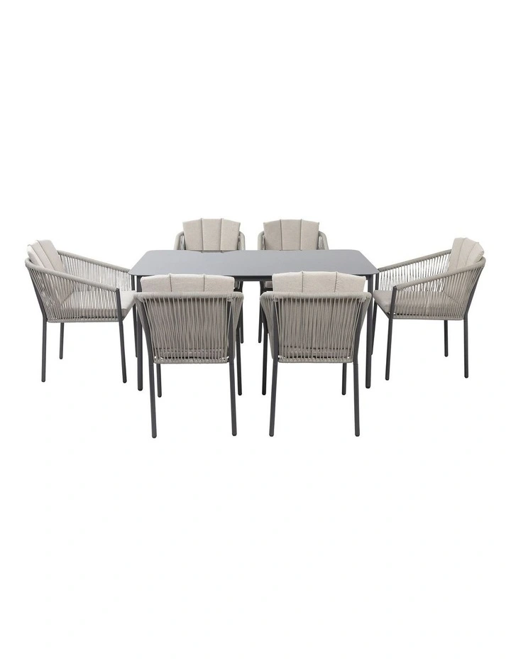 Laura Outdoor Dining Set 7 Piece Light Grey and Dark Grey image 1