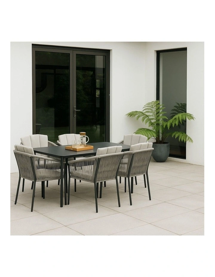 Laura Outdoor Dining Set 7 Piece Light Grey and Dark Grey image 2