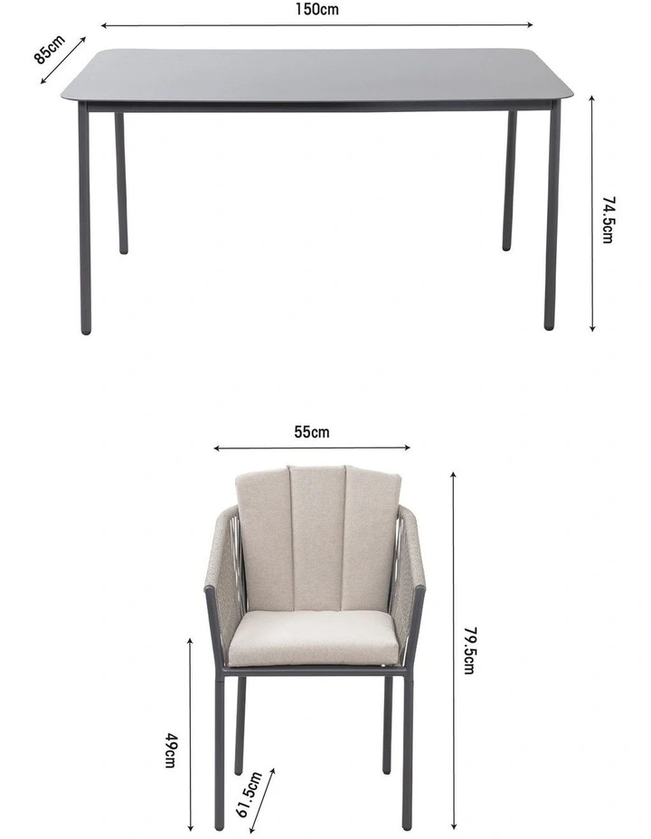 Laura Outdoor Dining Set 7 Piece Light Grey and Dark Grey image 7