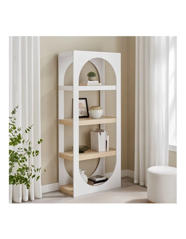 Janna Bookcase Bookshelf Display Unit 4 Tier Oak and White image 3