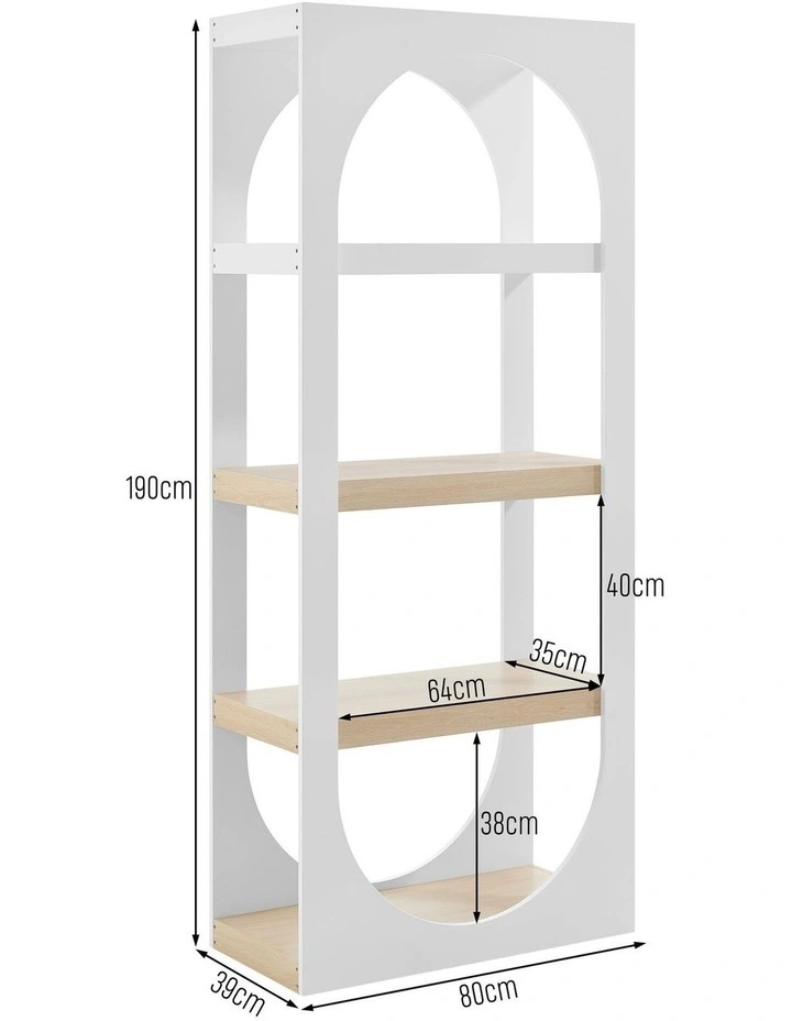 Janna Bookcase Bookshelf Display Unit 4 Tier Oak and White image 7