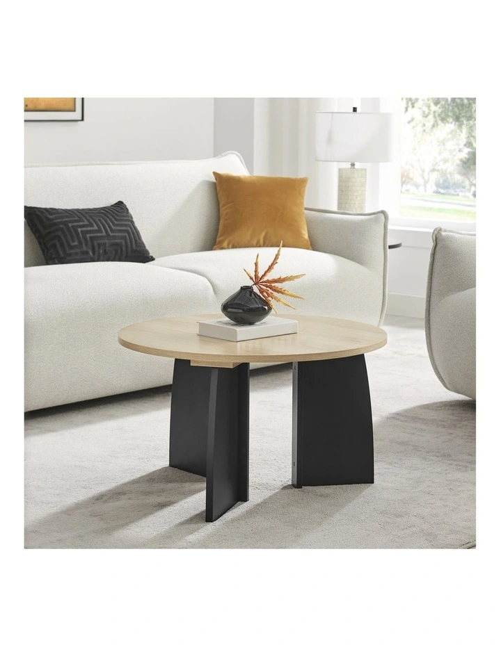 Terra Coffee Table Round Oak and Black image 2