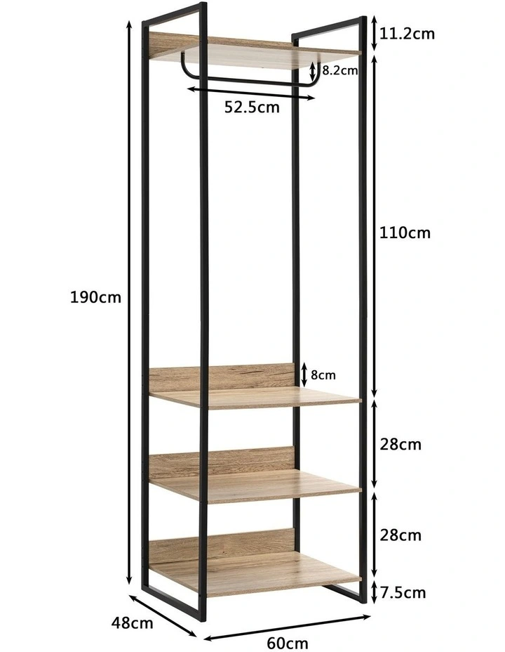 Jones Open Wardrobe Clothes Hanger Shelving Black image 7