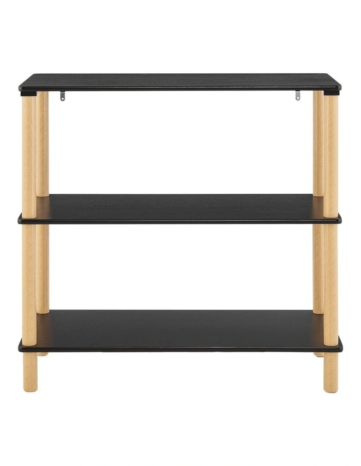 Seth Open Shelf Unit Shelving Display Rectangular 3 Levels Black and Oak image 4