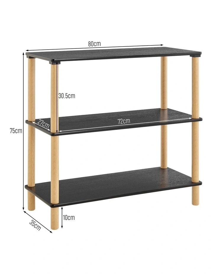 Seth Open Shelf Unit Shelving Display Rectangular 3 Levels Black and Oak image 7
