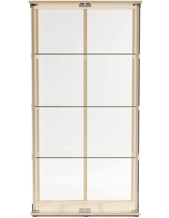 East Glass Display 4 Tier Cabinet Trophy Display Storage Shelf 2 Door Beech image 4