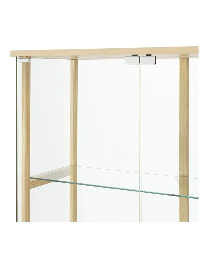 East Glass Display 4 Tier Cabinet Trophy Display Storage Shelf 2 Door Beech image 5