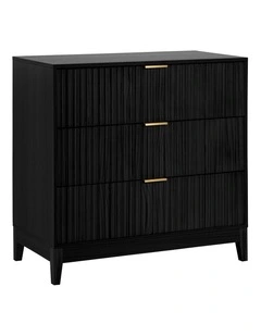 Adoria Chest 3 Drawer Storage Lowboy Dresser Black