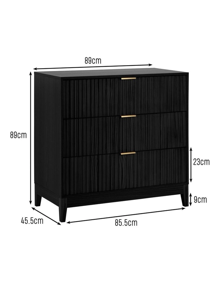 Adoria Chest 3 Drawer Storage Lowboy Dresser Black image 6