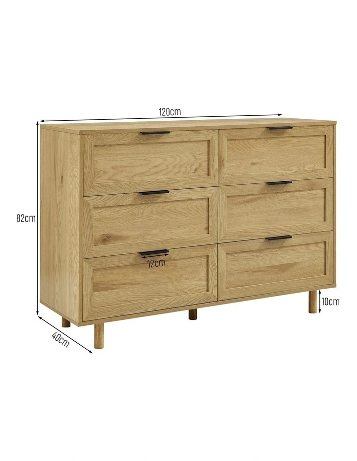 Quincy Tallboy Dresser Chest 6 Drawers Oak image 6