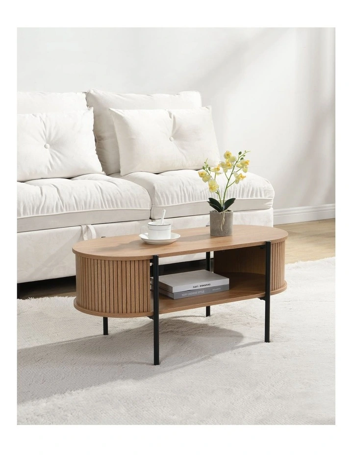 Mia Coffee Table Oval Oak and Black image 2