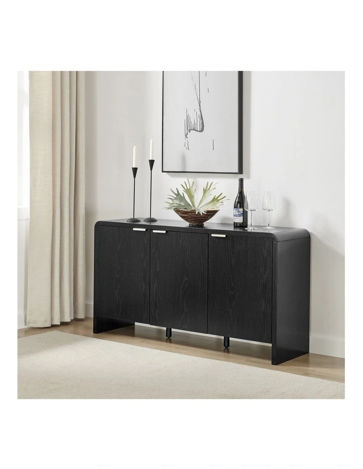 Jhoanna Buffet Sideboard Cabinet 3 Doors Black image 3