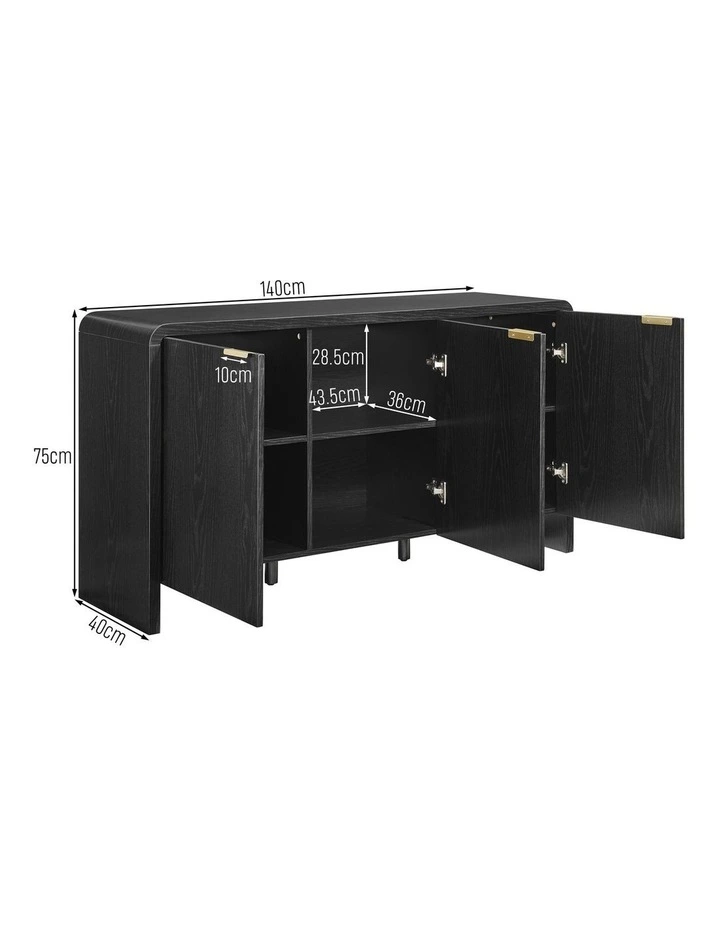 Jhoanna Buffet Sideboard Cabinet 3 Doors Black image 7