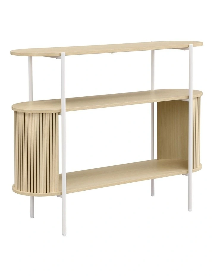 Mia Console Storage 2 Tier Light Oak and White image 1