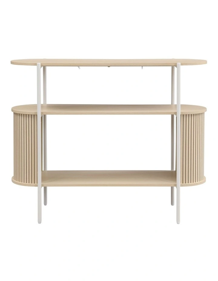 Mia Console Storage 2 Tier Light Oak and White image 4