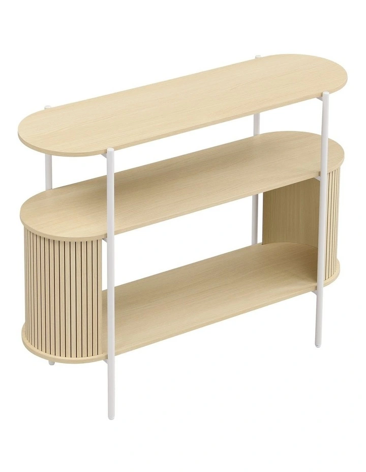 Mia Console Storage 2 Tier Light Oak and White image 5