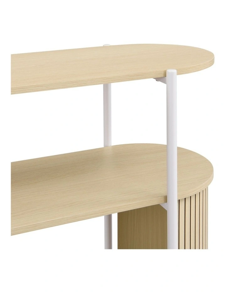 Mia Console Storage 2 Tier Light Oak and White image 6