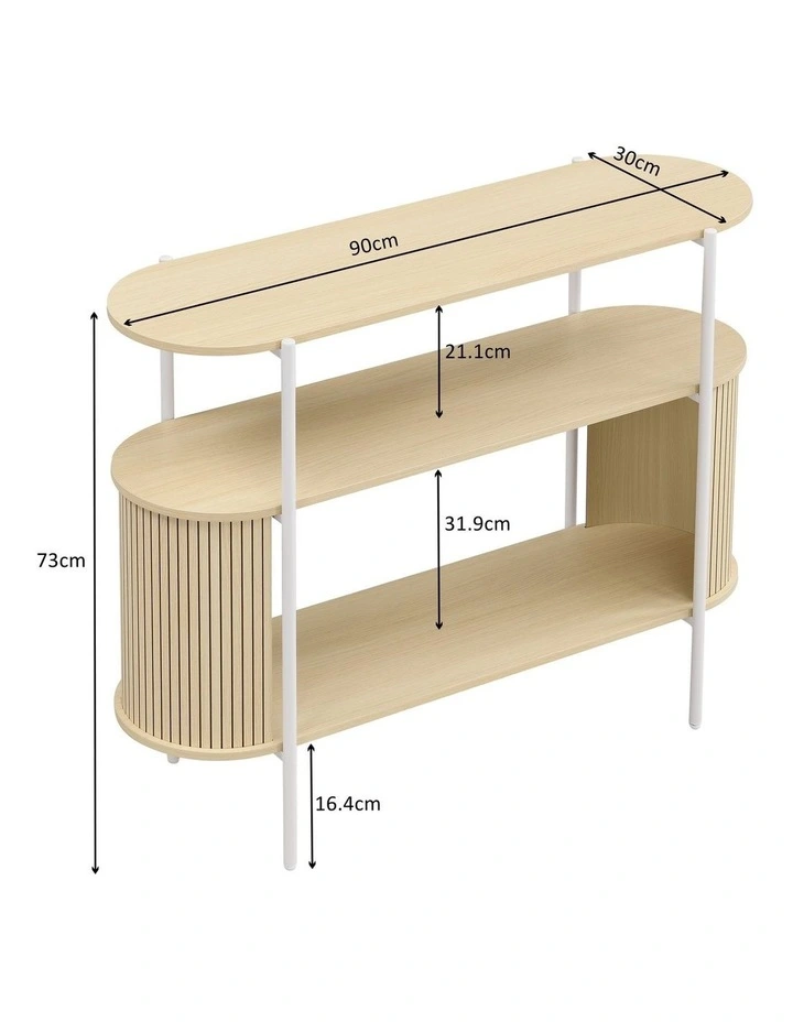 Mia Console Storage 2 Tier Light Oak and White image 7