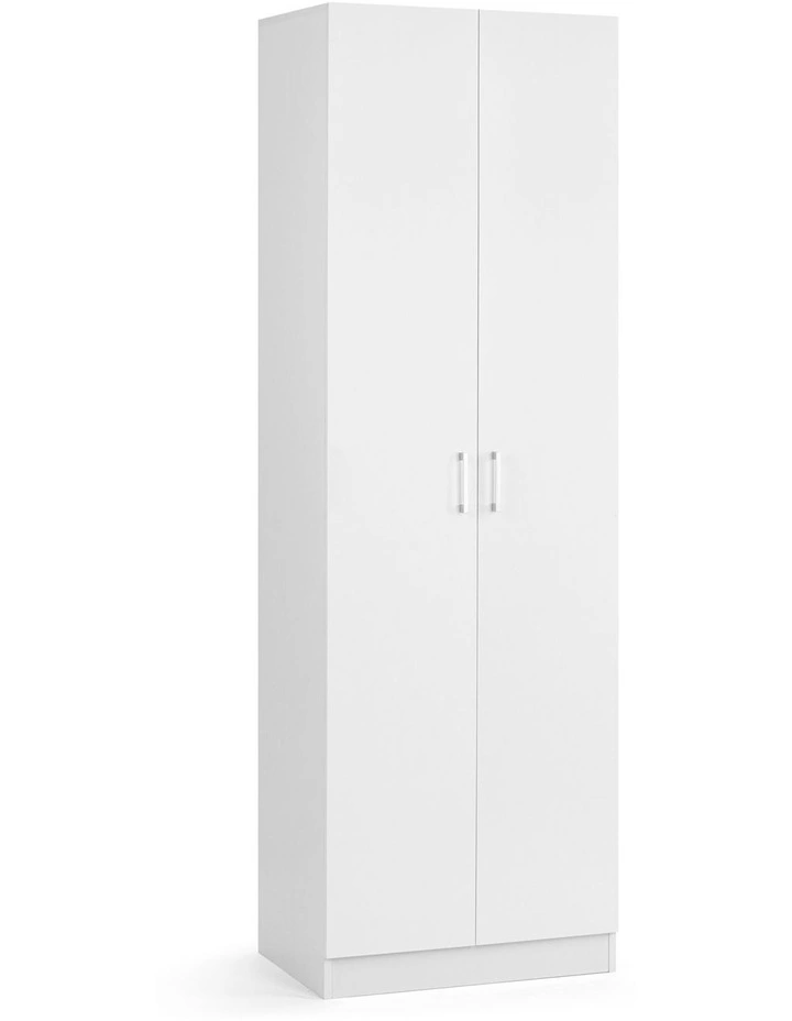 Ivy Broom Cupboard Pantry Storage Cabinet 2 Door 5 Tier Shelf Multipurpose White image 1