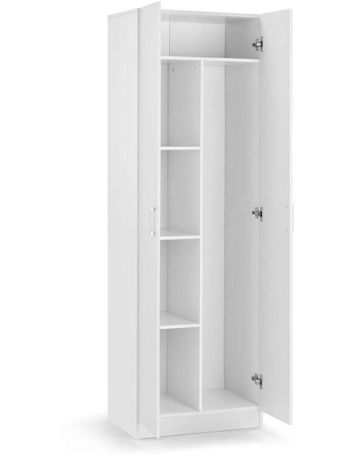 Ivy Broom Cupboard Pantry Storage Cabinet 2 Door 5 Tier Shelf Multipurpose White image 5