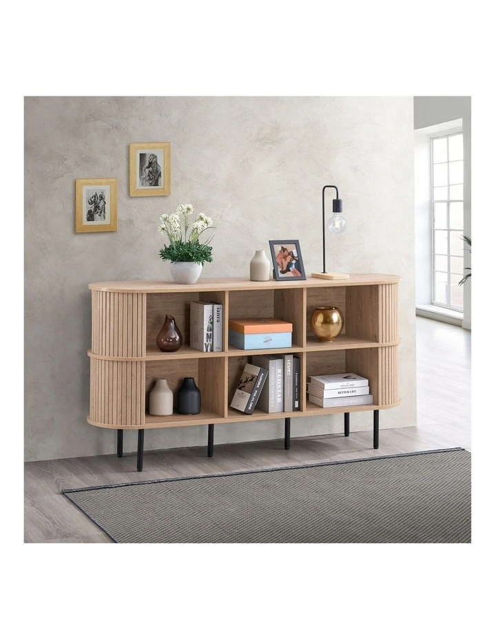 Shane Buffet Storage Shelving Unit 4 Doors Oak image 3